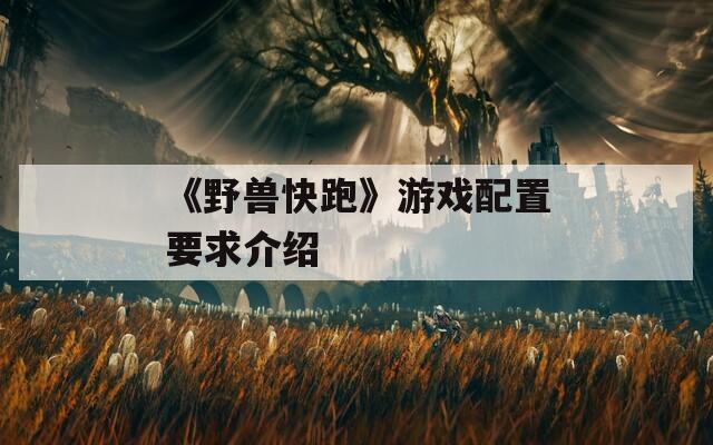 《野兽快跑》游戏配置要求介绍