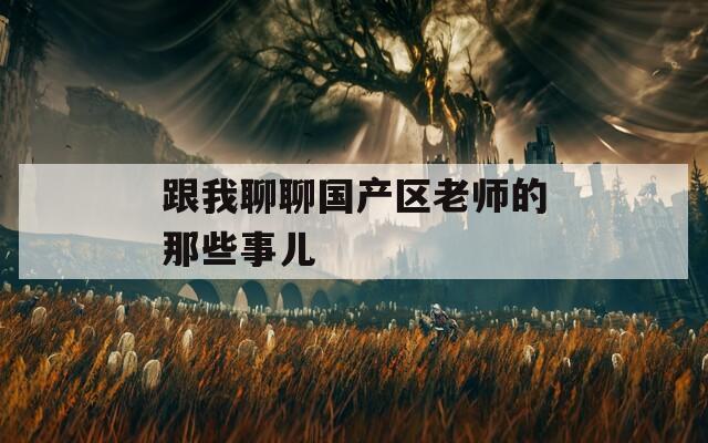 跟我聊聊国产区老师的那些事儿