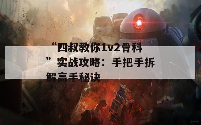 “四叔教你1v2骨科”实战攻略：手把手拆解高手秘诀