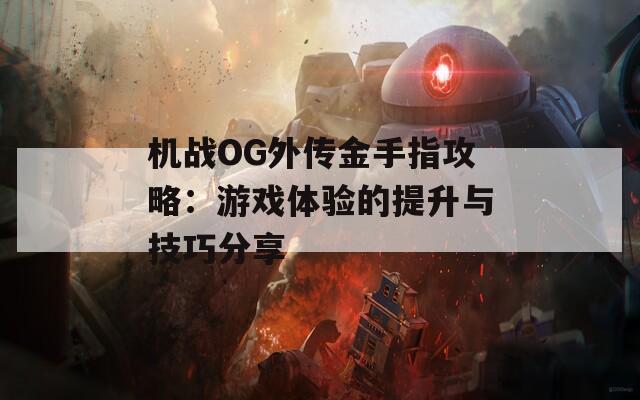 机战OG外传金手指攻略：游戏体验的提升与技巧分享