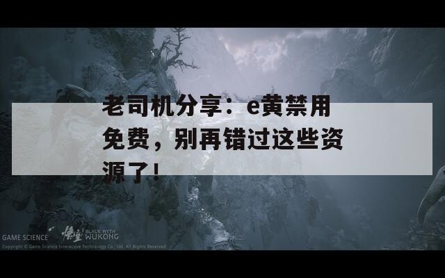 老司机分享：e黄禁用免费，别再错过这些资源了！