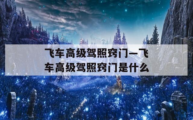 飞车高级驾照窍门—飞车高级驾照窍门是什么